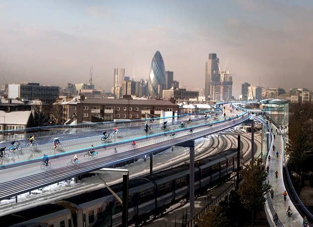 В Лондоне появится сеть воздушных вело дорог.